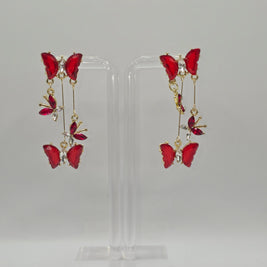 Red Crystal Butterfly Earrings
